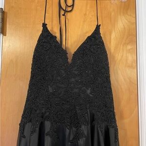 Black Embellished V-Neck Women’s Dress